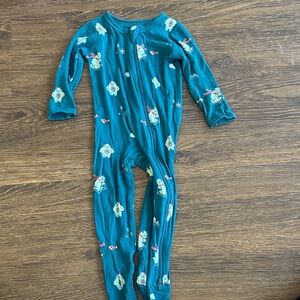 Kyte BABY Teal Footie with Snowman Design